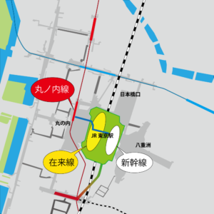 東京駅と丸ノ内線の位置関係