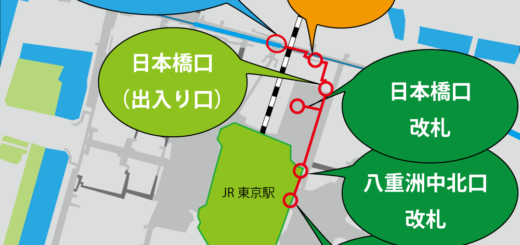 東京駅（新幹線乗り場）から東西線のルート